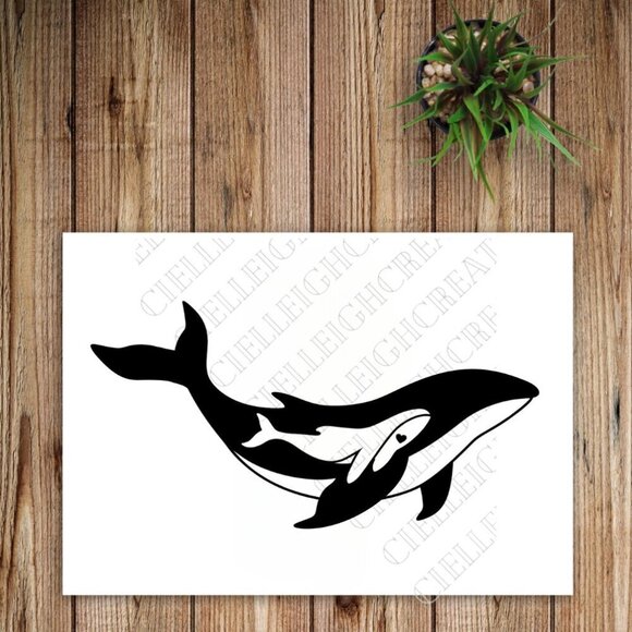 🌞2 for $20🌞 Mama and Baby Whale vinyl decal - Picture 1 of 3